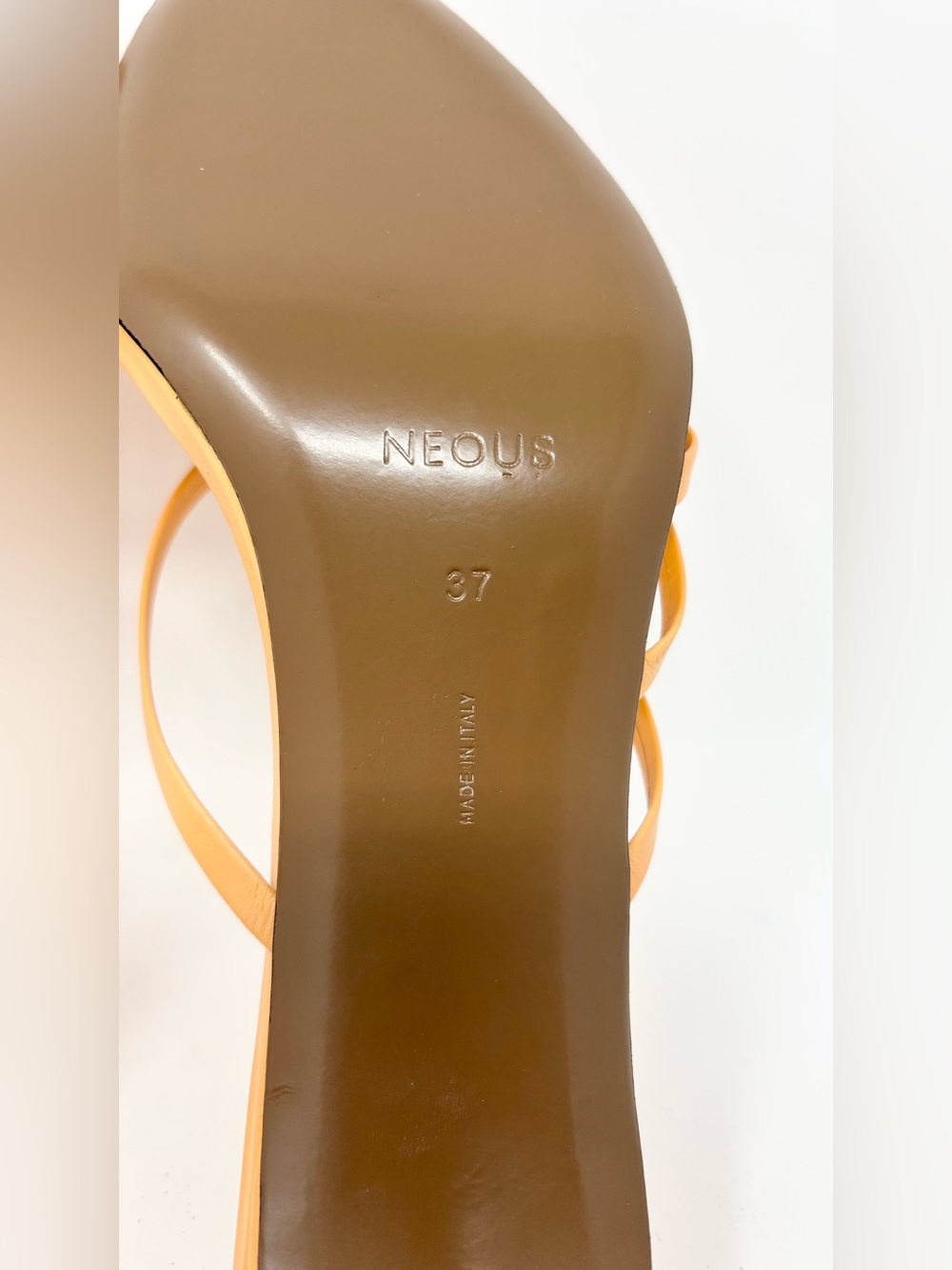 NEOUS Mannia Slide Crisscross Sandals Beige Sherbet Orange Leather Size 37 7 New - Picture 13 of 15